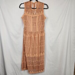 Xhilaration Lace Sheath Dress Women's Size‎ Medium Pink Crochet Knee Length